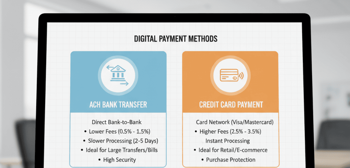 ACH versus credit card costs for fitness studios comparing processing fees.