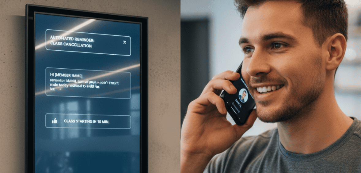 Balancing automation and personal touch in fitness studio no-show follow-up strategy.