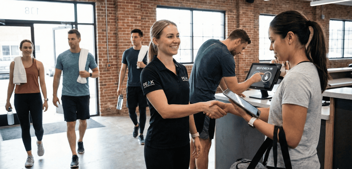 boutique gym check-in process tailored for first-time and regular members