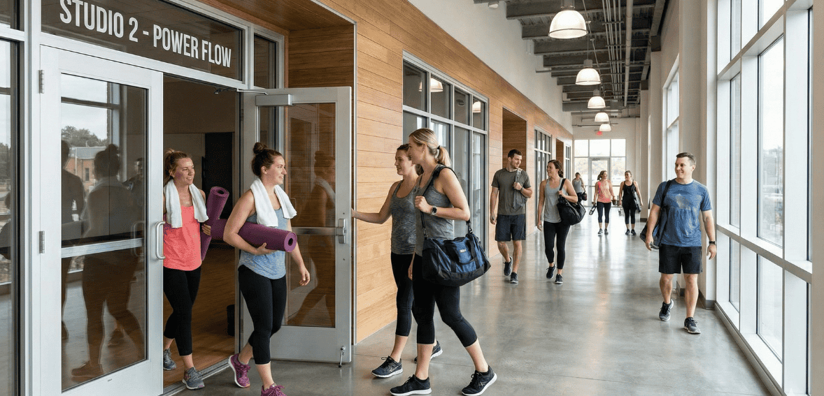 fitness facility operations efficiency during class turnover flow