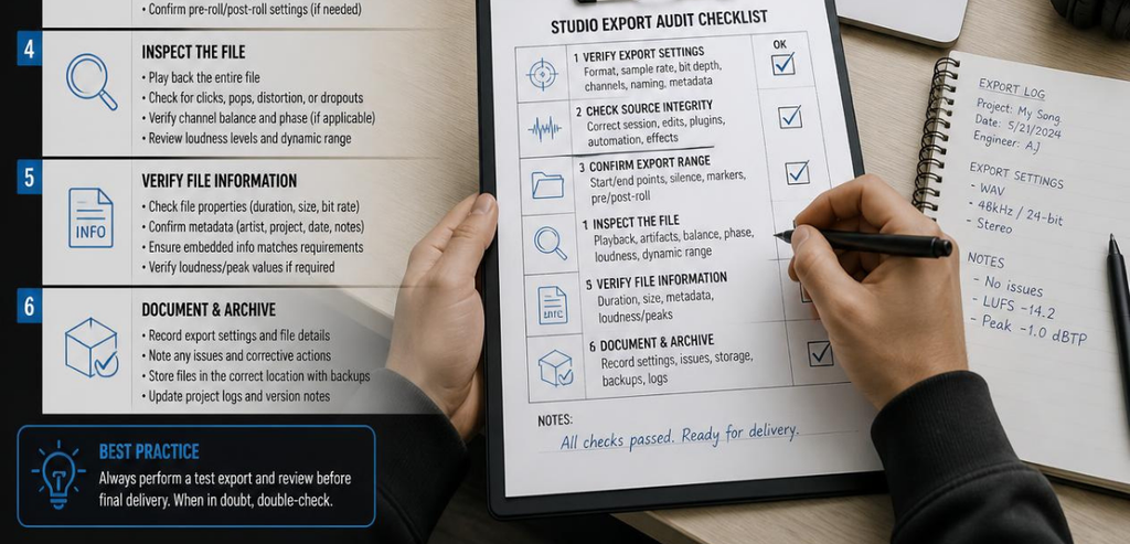 Checklist to Audit Studio Software Exports