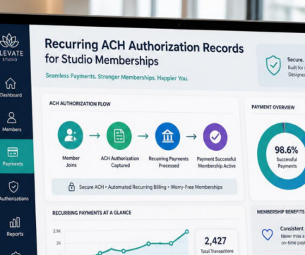 Recurring ACH Authorization Records for Studio Memberships