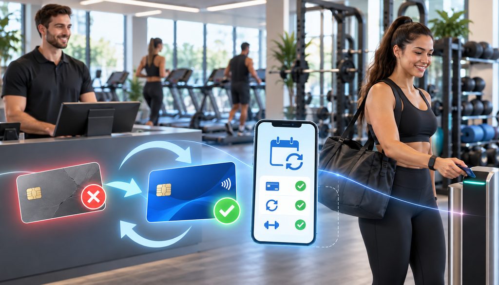 Gym card account updater for recurring membership payments