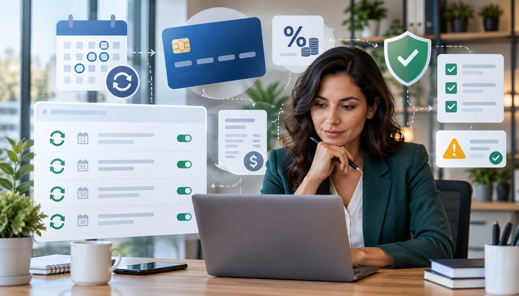 Autopay billing with card surcharge compliance icons